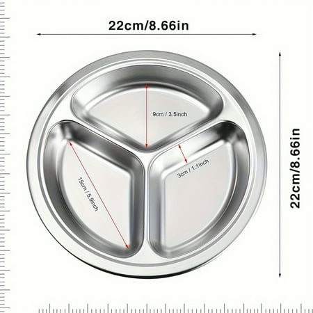 Stainless Steel Divided Dinner Plate with Innovative Design - 3 Sections for Perfect Portion Control - NEWKBO Branded - Great for Camping Restaurants and Home Use
Stainless Steel Divided Dinner Plate with Innovative Design - 3 Sections for Perfect Portion Control - NEWKBO Branded - Great for Camping Restaurants and Home Use