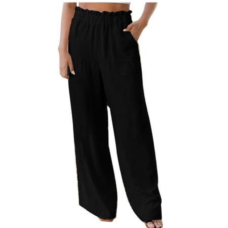 Dadaria Linen Pants for Women Solid Pants Comfortable Elastic High Waist Wide Leg Loose Beach Pants Black M Female
Dadaria Linen Pants for Women Solid Pants Comfortable Elastic High Waist Wide Leg Loose Beach Pants Black M Female
