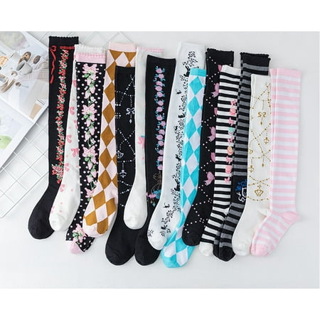 Hawee 2-Pack Thigh-high Lolita Kawaii OTK Cute Girly Socks for Girls and Women