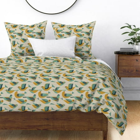 Decor Wren Pigeon 50S Vodien Sateen Duvet Cover by Roostery