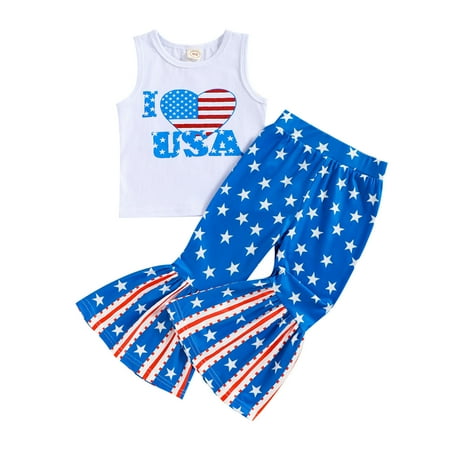 Toddler Outfits Sets For Teens Girls Sleeveless Independence Day 4Th Of July Letter Printed Vest Tops Flare Bell Bottomed Pants Kids Clothes Suit
Toddler Outfits Sets For Teens Girls Sleeveless Independence Day 4Th Of July Letter Printed Vest Tops Flare Bell Bottomed Pants Kids Clothes Suit