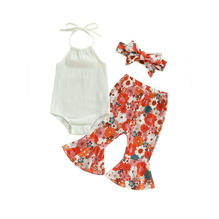 Qtinghua 3Pcs Infant Baby Girls Summer Clothes Sleeveless Romper Tops+Floral Flared Pants+Headband Outfits White 6-12 Months
Qtinghua 3Pcs Infant Baby Girls Summer Clothes Sleeveless Romper Tops+Floral Flared Pants+Headband Outfits White 6-12 Months