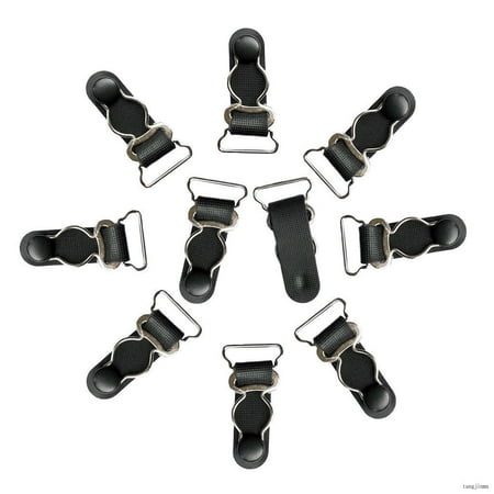 10X Womens Garter Belt Straps Metal Clips Thigh High Stockings Suspender Buckles