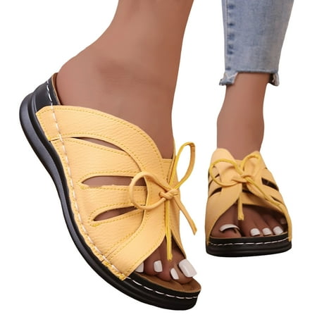ZIZOCWA Womens Sandals Platform Women Wedge Sandals Summer Simple Solid Color Comfortable Open Toe Lightweight Slip On Slippers Yellow Size7
ZIZOCWA Womens Sandals Platform Women Wedge Sandals Summer Simple Solid Color Comfortable Open Toe Lightweight Slip On Slippers Yellow Size7