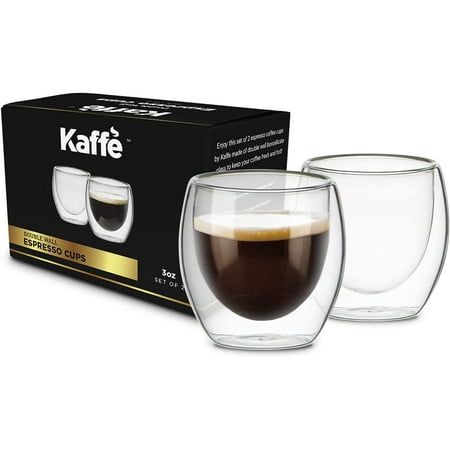Kaffe KF4040 Small Glass Espresso Cups Espresso Shot Cups 3oz Set of 2
