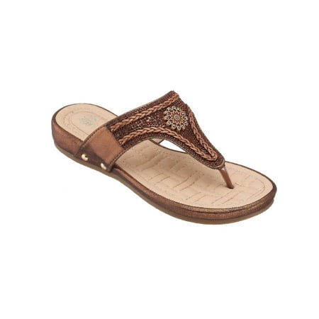 GC Shoes Womens Colleen Embellished T-Strap Thong Sandals