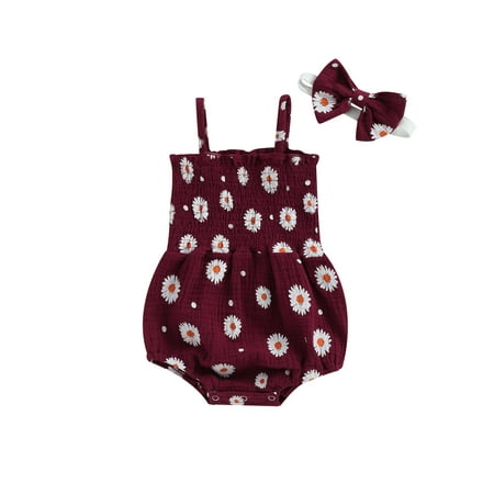 Newborn Baby Girls Romper Outfits Cotton Linen Casual Sleeveless Pleated Floral Print Jumpsuit+Bowknot Hairband Summer Clothes
Newborn Baby Girls Romper Outfits Cotton Linen Casual Sleeveless Pleated Floral Print Jumpsuit+Bowknot Hairband Summer Clothes