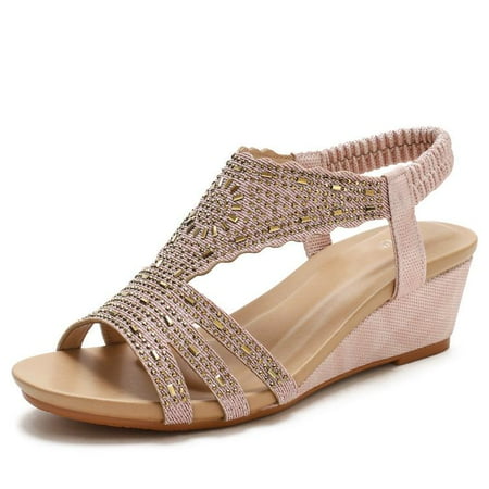 Sandals for Women Womens Dressy Summer Crystal Flat Sandals Open Toe Bohemian Wedge Sandals
Sandals for Women Womens Dressy Summer Crystal Flat Sandals Open Toe Bohemian Wedge Sandals