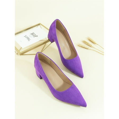 Point Toe Chunky Heeled Court Pumps Women‘s Footwear