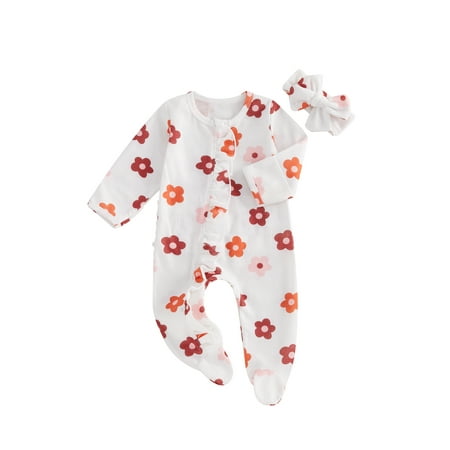 Binshrliy Newborn Baby Girl Fall Pajamas Flower Print Long Sleeve Footie Jumpsuits + Headband 3M 6M Infant Zipper One Piece Rompers
Binshrliy Newborn Baby Girl Fall Pajamas Flower Print Long Sleeve Footie Jumpsuits + Headband 3M 6M Infant Zipper One Piece Rompers