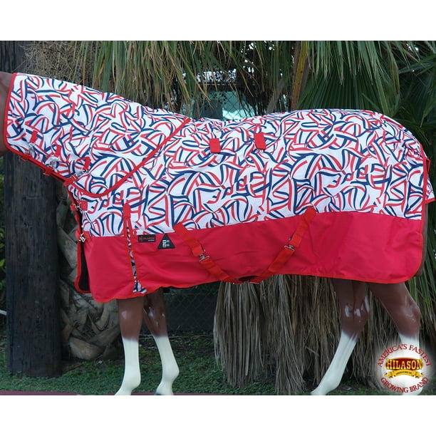 78" Hilason 1200D Turnout Horse Blanket Neck Cover Flag Stripes Print
