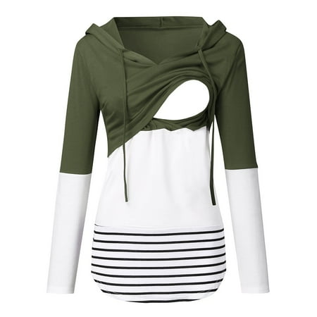 TANGNADE Women Maternity Long Sleeve Striped Hoodie Nursing Sweatshirts For Breastfeeding
TANGNADE Women Maternity Long Sleeve Striped Hoodie Nursing Sweatshirts For Breastfeeding