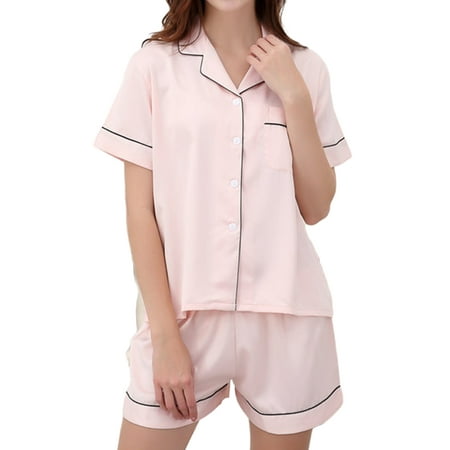 Rejlun Ladies Lounge Set Button Down Sleepwear Solid Color Nightwear Loose 2 Piece Outfits Baggy Summer Pajamas Sets Light Pink M
Rejlun Ladies Lounge Set Button Down Sleepwear Solid Color Nightwear Loose 2 Piece Outfits Baggy Summer Pajamas Sets Light Pink M