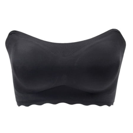 

LowProfile Strapless Bras for Women Plus Size Invisible Non-Slip Beautiful Back Chest Wrap Underwear Bra Black XXL