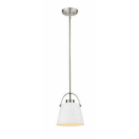 1 Light Mini Pendant in Industrial Style 8 inches Wide By 9.5 inches High Matte White/Brushed Nickel Bailey Street Home 372-Bel-4314893
1 Light Mini Pendant in Industrial Style 8 inches Wide By 9.5 inches High Matte White/Brushed Nickel Bailey Street Home 372-Bel-4314893