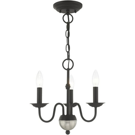 Mini Chandeliers 3 Light Fixtures With Black Finish Steel Material Candelabra 13 180 Watts