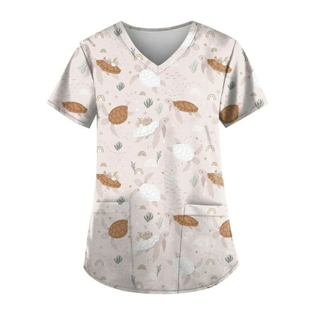 TKing Fashion Women Plus Size Scrubs Top V-Neck Short Sleeve Fruit Print Pockets Work Blouse for Women Khaki 4XL
TKing Fashion Women Plus Size Scrubs Top V-Neck Short Sleeve Fruit Print Pockets Work Blouse for Women Khaki 4XL