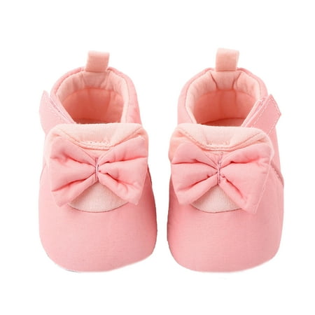 

LOSIBUDSA Baby Shoes Anti-Slip Bowknot Cotton Shoes Prewalker Soft Sole Shoes For Baby Girls