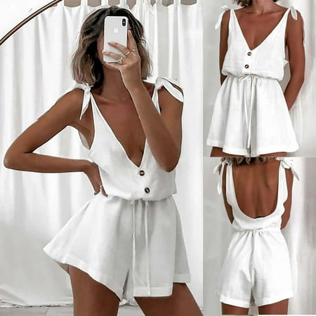 Voncos Overalls for Women Spring Summer 2023- Vintage Fashion Solid Cotton Jumpsuits Rompers White 2
Voncos Overalls for Women Spring Summer 2023- Vintage Fashion Solid Cotton Jumpsuits Rompers White 2
