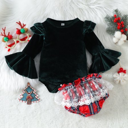 FZM Christmas Xmas Baby Girls Long Ruffled Sleeve Solid Romper Bodysuit Tops Plaid Patchwork Shorts Pants Christmas Outfits Set 2PCS
FZM Christmas Xmas Baby Girls Long Ruffled Sleeve Solid Romper Bodysuit Tops Plaid Patchwork Shorts Pants Christmas Outfits Set 2PCS