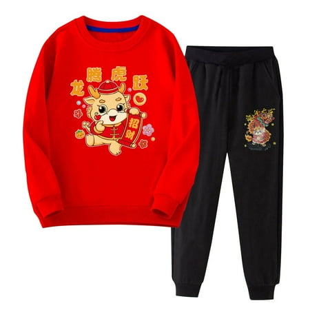 JIEU Fashionable Children s Red New Year Wear Boys and Girls Children Dragon Year Casual Printing Sweatshirt Pants Autumn and Winter Two Sets Fit Party Outdoor Wear Gift
JIEU Fashionable Children s Red New Year Wear Boys and Girls Children Dragon Year Casual Printing Sweatshirt Pants Autumn and Winter Two Sets Fit Party Outdoor Wear Gift