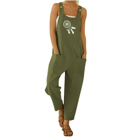 Overalls for Women Bib Jumpsuit Fashion Retro Print Buttons Suspender Sleeveless Pocket Casual Vest Romper Playsuit
Overalls for Women Bib Jumpsuit Fashion Retro Print Buttons Suspender Sleeveless Pocket Casual Vest Romper Playsuit