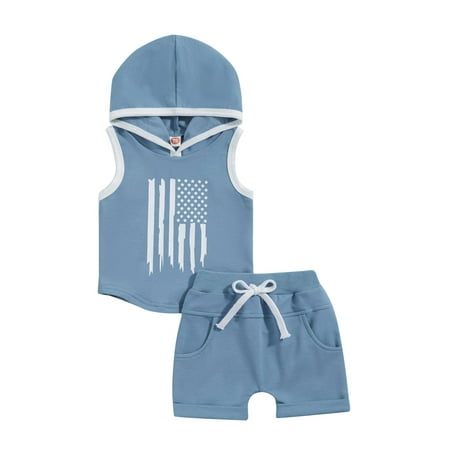 4th of July Toddler Baby Boys Clothes Sleeveless Stripe Stars Print Hooded Vest Tank Tops Shorts Sets Summer Outfit
4th of July Toddler Baby Boys Clothes Sleeveless Stripe Stars Print Hooded Vest Tank Tops Shorts Sets Summer Outfit