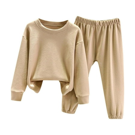 Honeeladyy Toddler Boys Girls Spring Fleece Pajama Set Warm Sleepwear Set with Long Sleeve Tops Pants Warm Homewear Christmas Gifts for Kids Khaki for 2-3Years
Honeeladyy Toddler Boys Girls Spring Fleece Pajama Set Warm Sleepwear Set with Long Sleeve Tops Pants Warm Homewear Christmas Gifts for Kids Khaki for 2-3Years