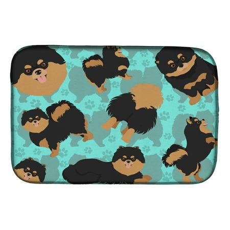 Black and Tan Pomeranian Dish Drying Mat 14 in x 21 in