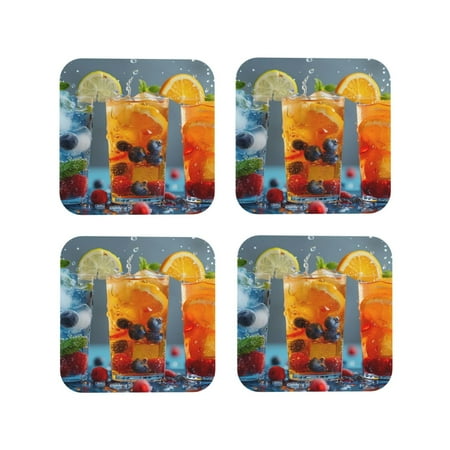Honeii Refreshing Fruit Infused Drinks Print Leather Coaster Set of 4 Ideal for Safeguarding Your Furniture from Drinks Spills and Effortless Cleanup-Square
Honeii Refreshing Fruit Infused Drinks Print Leather Coaster Set of 4 Ideal for Safeguarding Your Furniture from Drinks Spills and Effortless Cleanup-Square