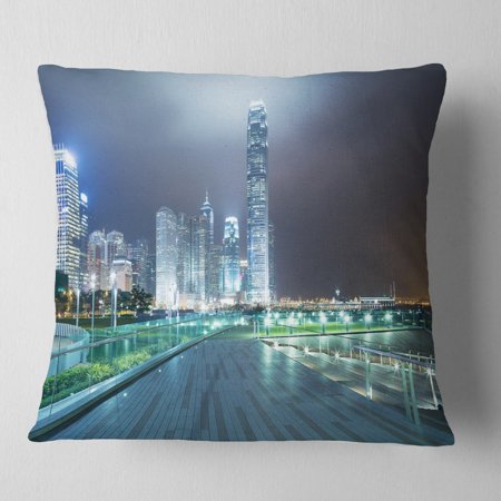 DESIGN ART Designart 'Night Pathway in Modern City' Cityscape Art Throw Pillow