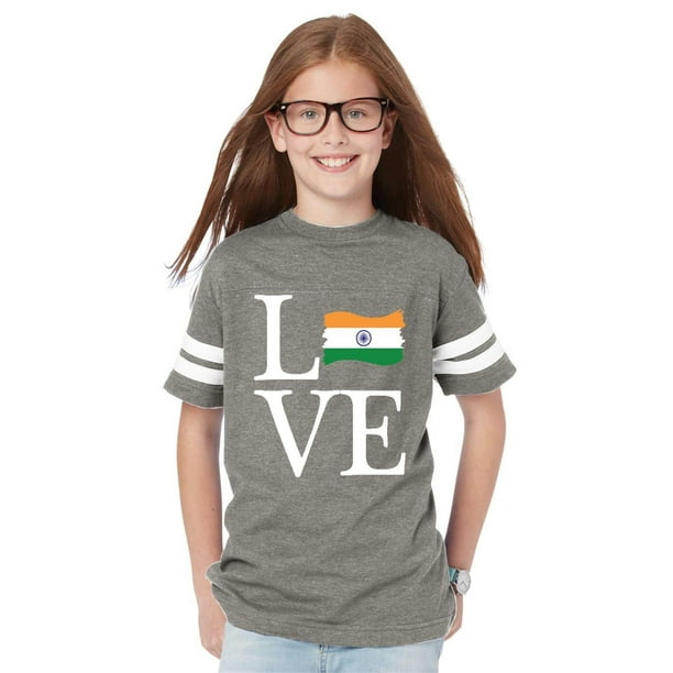 Love India Youth Football Fine Jersey Tee