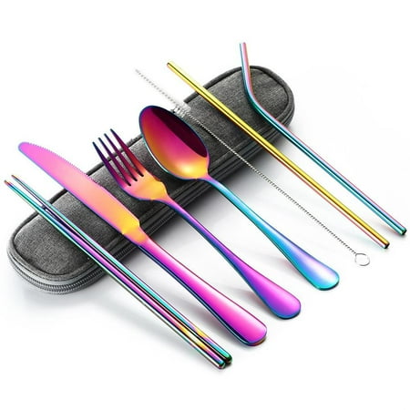 Stainless Steel Tableware Set Portable Straw Chopsticks Spoon Fork Set with Storage Bag Dinnerware Set
Stainless Steel Tableware Set Portable Straw Chopsticks Spoon Fork Set with Storage Bag Dinnerware Set