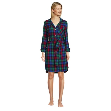 Lands End Women s Tall 3/4 Sleeve Flannel Sleepshirt Nightgown