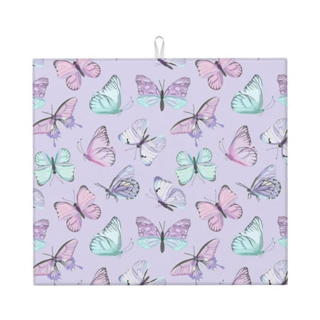 Uemuo Purple Butterfly Pattern Dish Drying Mat 16*18 inch Absorbent Dish Drainer Kitchen Counter Large Size Dish Drying Pad for Countertops Sinks Draining Racks
Uemuo Purple Butterfly Pattern Dish Drying Mat 16*18 inch Absorbent Dish Drainer Kitchen Counter Large Size Dish Drying Pad for Countertops Sinks Draining Racks