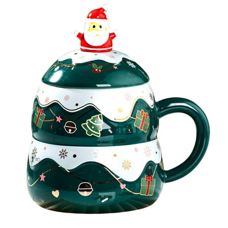 Ceramic Christmas Coffee Mug with Handle Lid and Spoon Painted Tea Cup Drinking Green
Ceramic Christmas Coffee Mug with Handle Lid and Spoon Painted Tea Cup Drinking Green