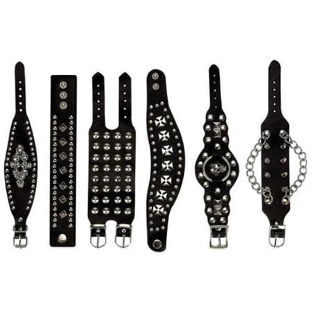 Diamond Plate GFBRC6 Diamond Plate 6 Pc Genuine Leather Bracelet Set