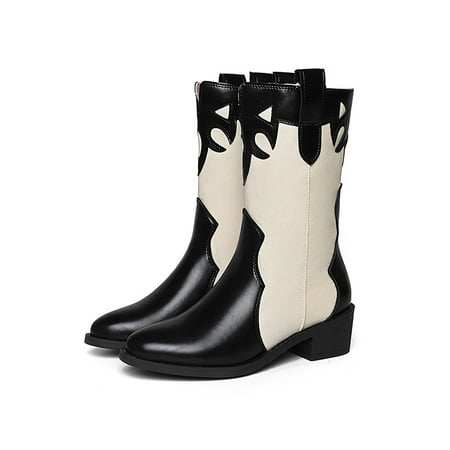 GENILU Women Non-Slip Waterproof Mid Calf Boot Chunky Heel Walking Heeled Western Cowgirl Boots Black White Plush Lined 7
GENILU Women Non-Slip Waterproof Mid Calf Boot Chunky Heel Walking Heeled Western Cowgirl Boots Black White Plush Lined 7