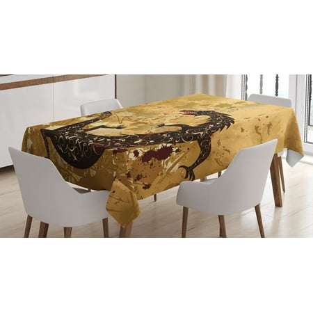 Dragon Decor Tablecloth Brown Reptile Dragon on Grunge Background Floral Ornate Ancient Asian Retro Image Rectangular Table Cover for Dining Room Kitchen 60 X 90 Inches Yellow by Ambesonne 
Dragon Decor Tablecloth Brown Reptile Dragon on Grunge Background Floral Ornate Ancient Asian Retro Image Rectangular Table Cover for Dining Room Kitchen 60 X 90 Inches Yellow by Ambesonne