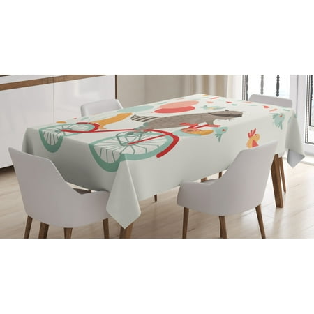 Kids Tablecloth Cute Raccoon on Bicycle with a Cat Friend and Balloons Happy Birthday Journey Theme Rectangular Table Cover for Dining Room Kitchen 52 X 70 Inches Multicolor by Ambesonne
Kids Tablecloth Cute Raccoon on Bicycle with a Cat Friend and Balloons Happy Birthday Journey Theme Rectangular Table Cover for Dining Room Kitchen 52 X 70 Inches Multicolor by Ambesonne