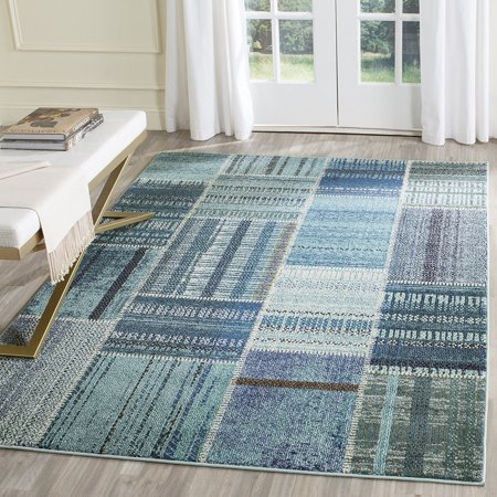 Safavieh Monaco Collection MNC215F Modern Geometric Patchwork Multicolored Distressed Area Rug (9' x 12')