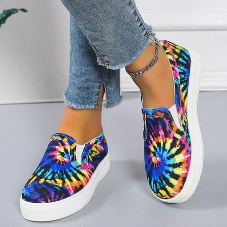 

FZM Sneakers For Women Fashion Spring And Summer Women s Casual Shoes Large Size Canvas Shoes Flat Graffiti Print Multicolor 9
