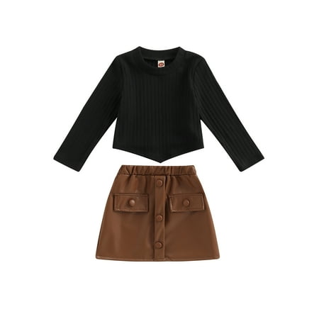 Kids Skirt Suit Girls Long Sleeve Round Neck Loose Solid Color Tops + Fall Casual Party Leather Half Dress
Kids Skirt Suit Girls Long Sleeve Round Neck Loose Solid Color Tops + Fall Casual Party Leather Half Dress
