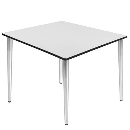 Kahlo 48 in. Square Tapered Leg Table - White & Chrome