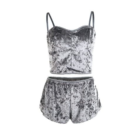 wsevypo Women summer sleepwear clothes Velvet solid V Neck Crop top + shorts night slim pajamas set
wsevypo Women summer sleepwear clothes Velvet solid V Neck Crop top + shorts night slim pajamas set