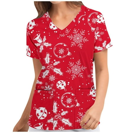 Pianpianzi Scrub Small T Long Sleeve Polyester Shirt Women Fashion Merry Christmas Print Short Sleeve V-neck Tops Working Uniform Blouse Shirt
Pianpianzi Scrub Small T Long Sleeve Polyester Shirt Women Fashion Merry Christmas Print Short Sleeve V-neck Tops Working Uniform Blouse Shirt