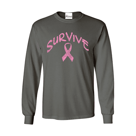 Survive Pink Ribbon Long Sleeve Shirt Breast Cancer Awareness Shirts