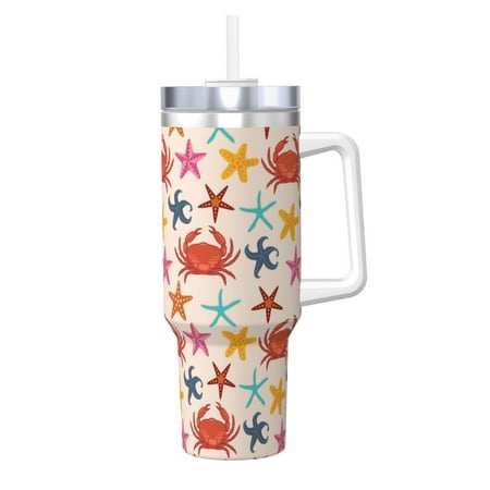 Cauagu Crabs And Seastars Print Stainless Steel Vacuum Insulated Tumbler 40oz Water Bottle with Handle & Flip Straw Reusable Travel Coffee Mug for Women & Men
Cauagu Crabs And Seastars Print Stainless Steel Vacuum Insulated Tumbler 40oz Water Bottle with Handle & Flip Straw Reusable Travel Coffee Mug for Women & Men