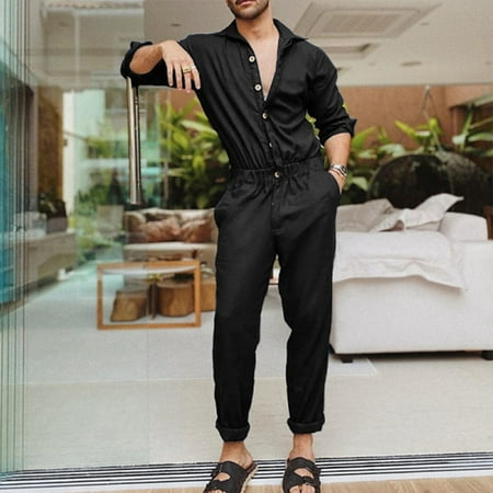 Mens 1 Piece Jumpsuit Pants Long Sleeve Button Down Rompers Workwear Overalls
Mens 1 Piece Jumpsuit Pants Long Sleeve Button Down Rompers Workwear Overalls