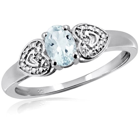 JewelersClub 0.44 Carat T.G.W. Aquamarine Gemstone and Accent White Diamond Women's Ring JewelersClub 0.44 Carat T.G.W. Aquamarine Gemstone and Accent White Diamond Women's Ring